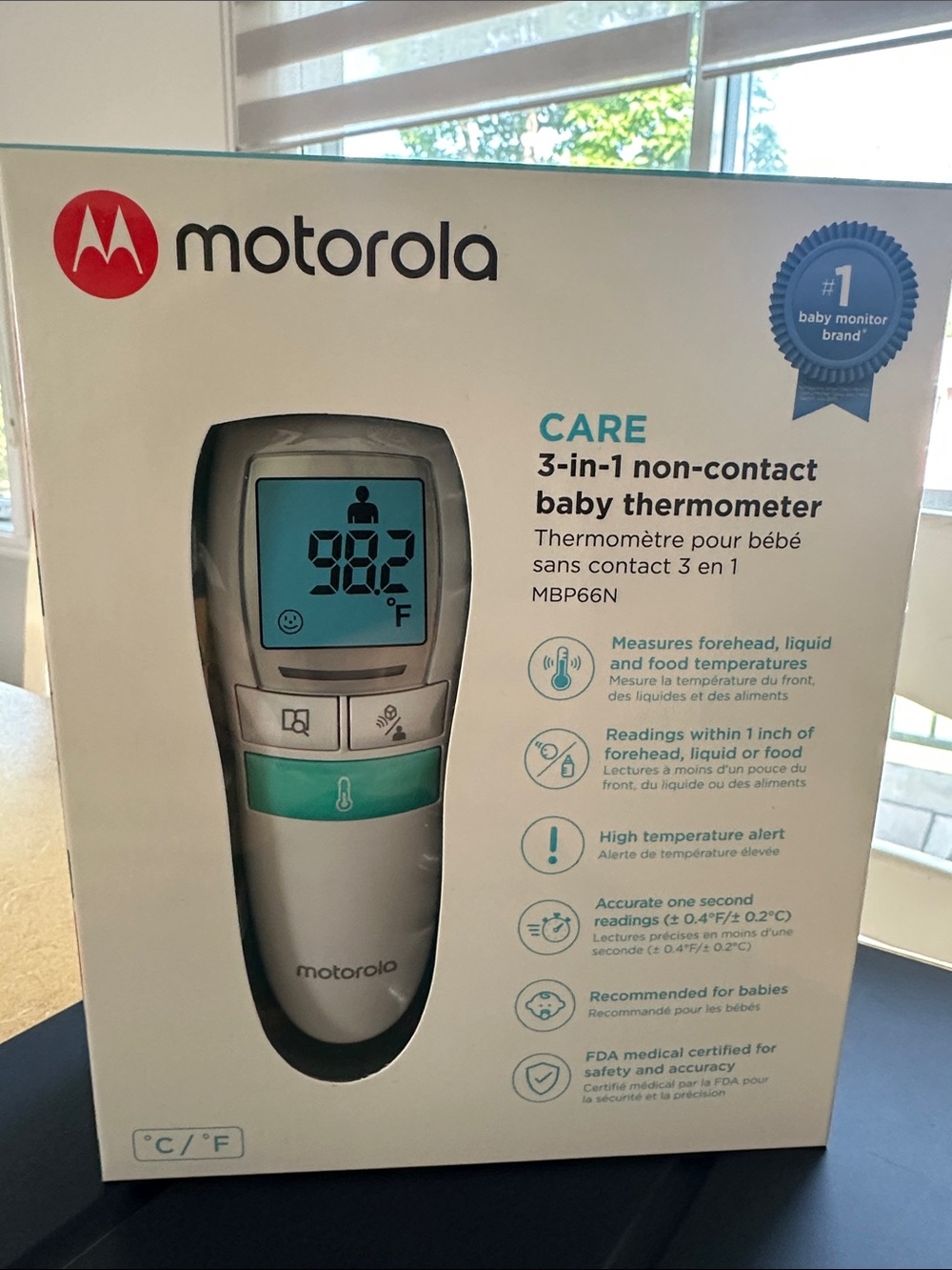 Motorola 3-in-1 Non-Contact Baby Thermometer - White & Teal
